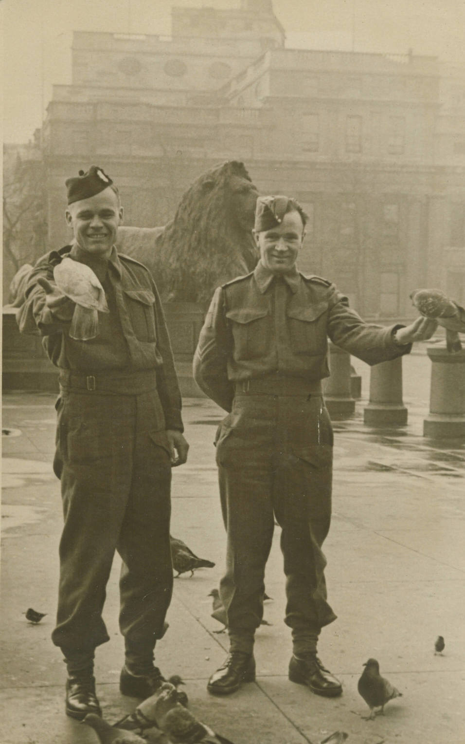 Trafalger Square (January, 1943)
Earl Hamilton 14th R.C.A. and the “old bird man”.