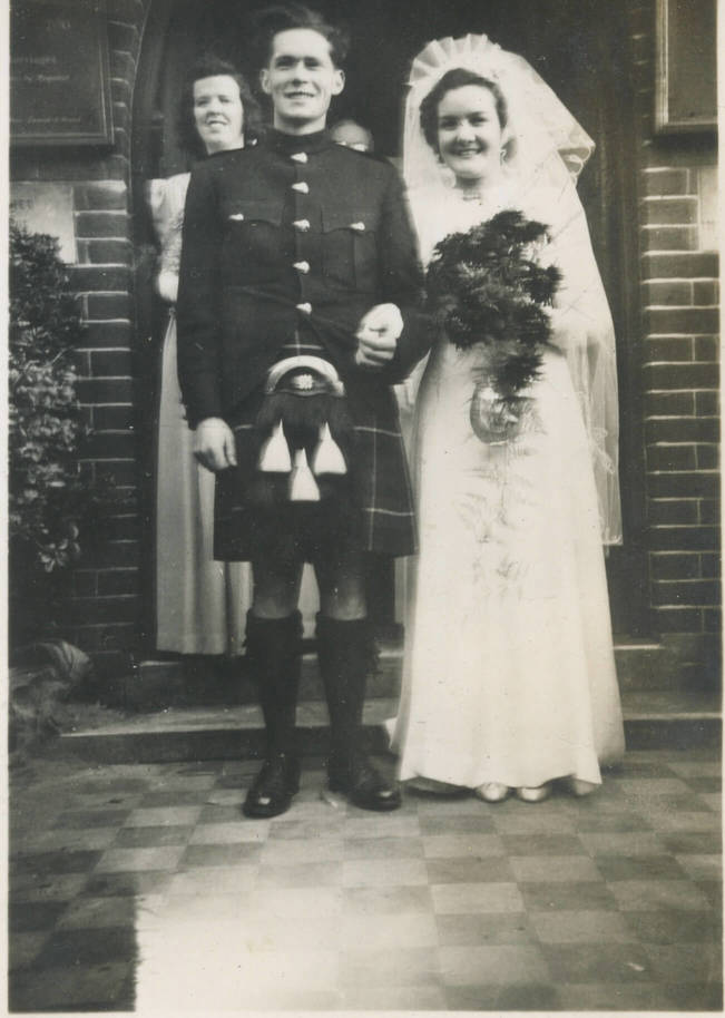 Bognor Regis (November 25th 1942)
Mel’ & Sylvia on the Baptist Church steps, after their wedding.
