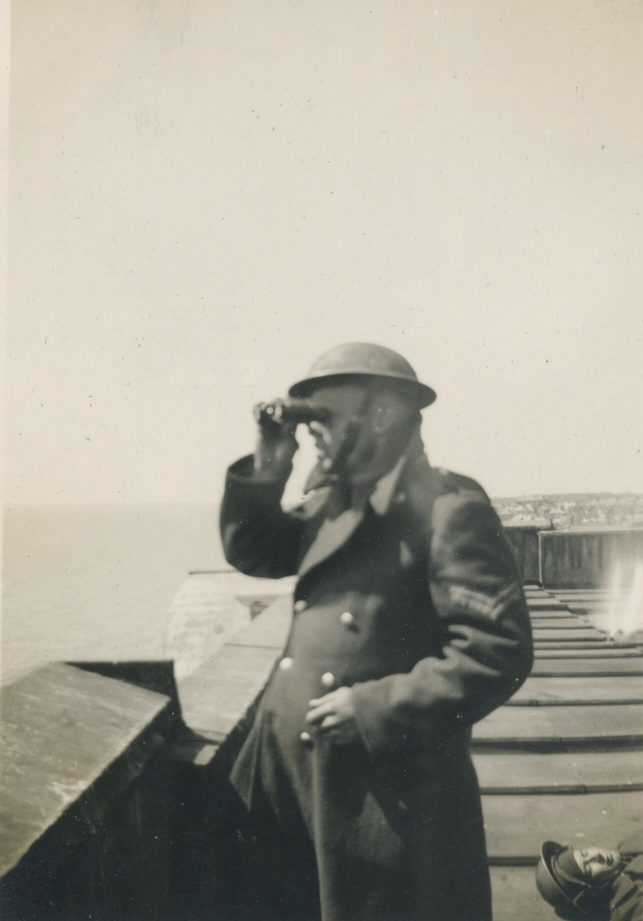 England (April 1942)
Looking out across the channel from ack ack post. You see I’m really on the job.
